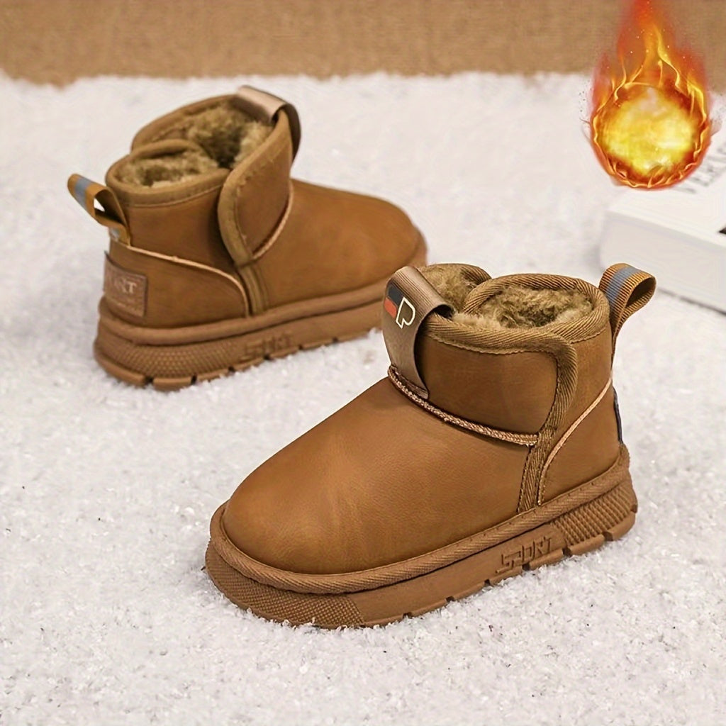 Boys Winter Snow Boots Plaid Microfiber Leather Insulated Casual Outdoor