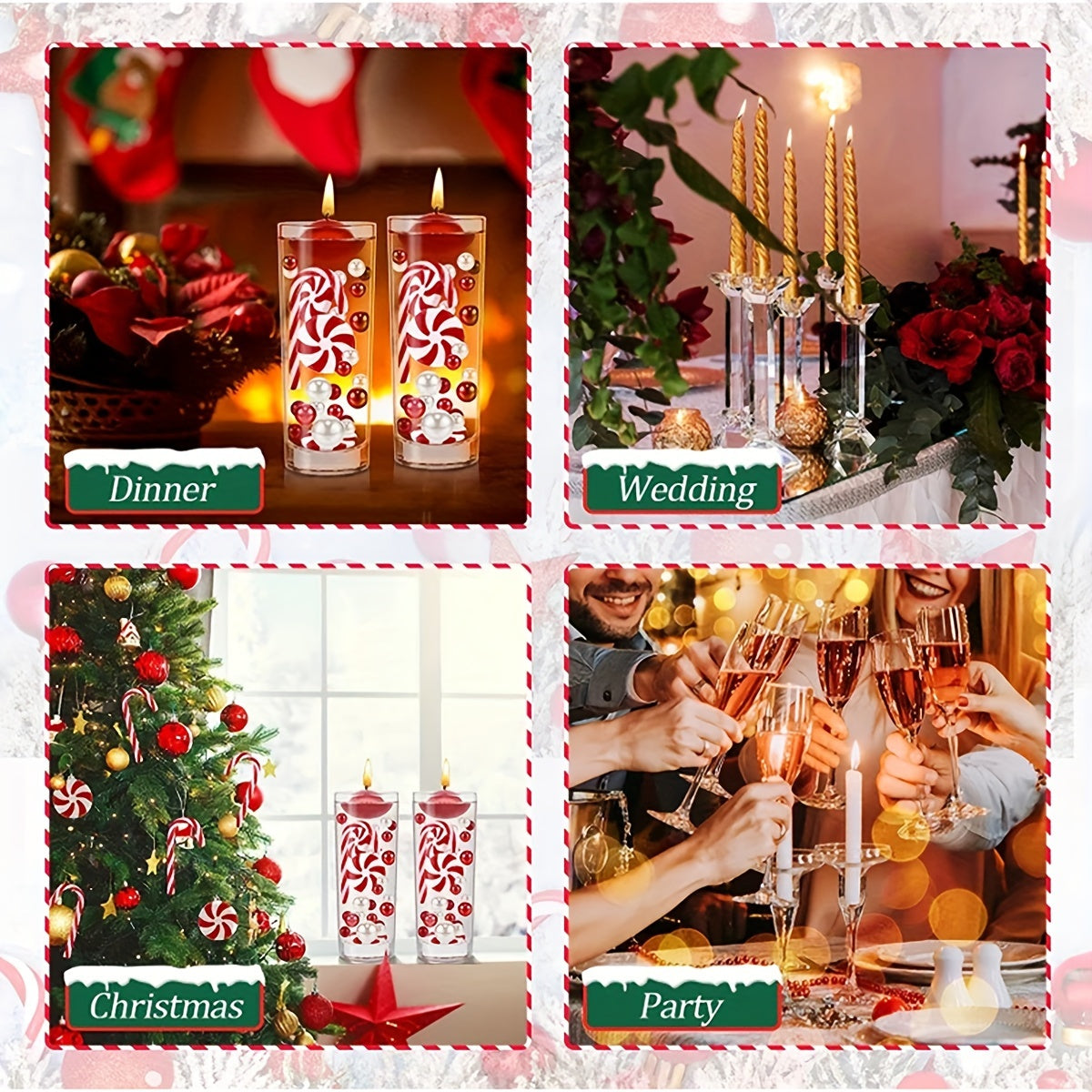 Christmas Vase Decor Set with Filling Beads for DIY Festive Tabletop and Party Decor