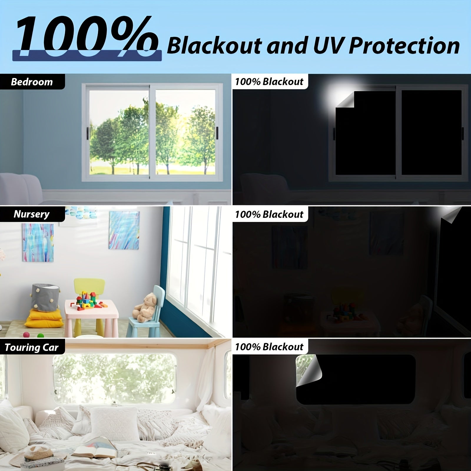 Blackout Curtain Panel, Portable UV Block Window Shade for RV Bedroom