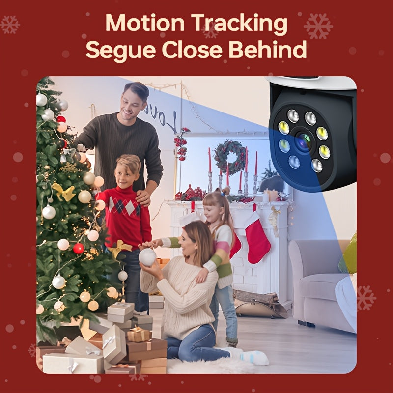 Dual Lens 4MP Outdoor Security Camera with 360 Degree View Motion Tracking Spotlight Siren Two-Way Audio IP65 Waterproof