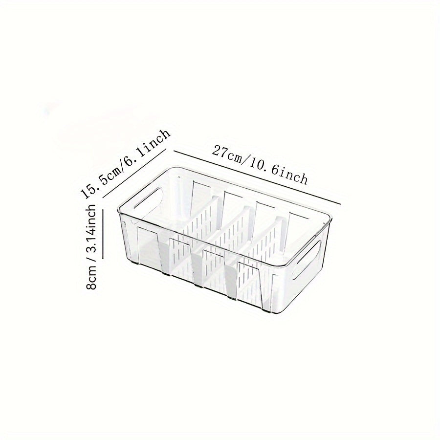 Clear Plastic Pantry Organizer Bins with Removable Dividers Food-Safe PET Kitchen Storage