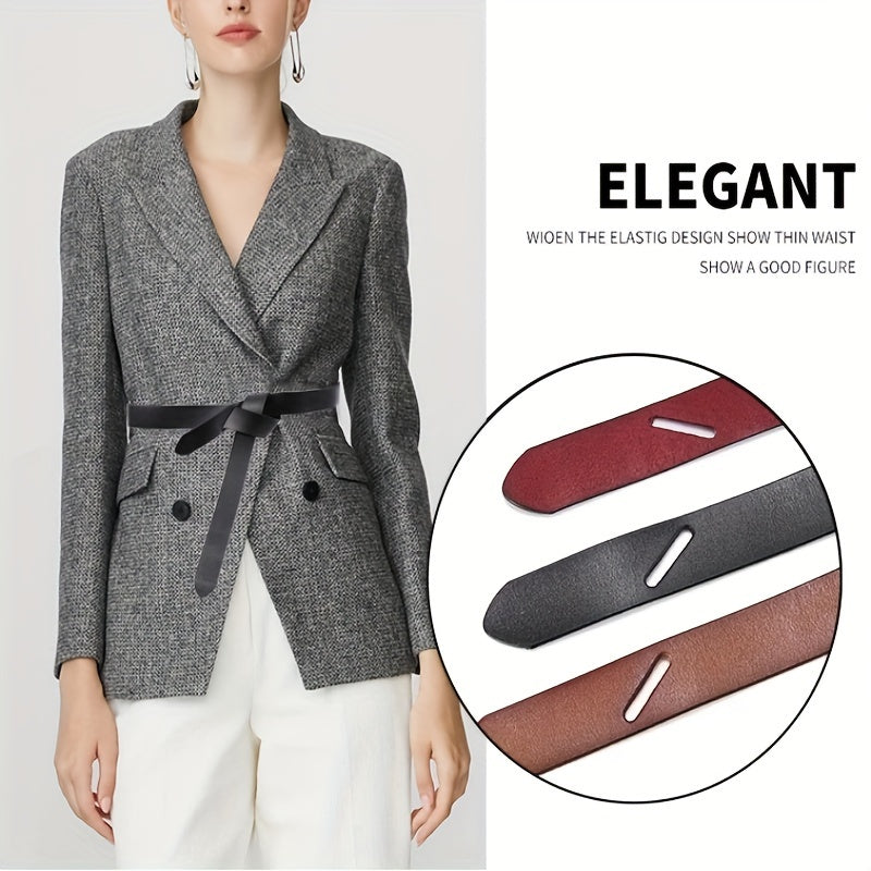 Women's Cowhide Leather Belt Knotted Girdle Corset for Dress Accessories