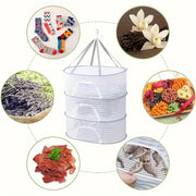 White Polyester Circular Folding Drying Rack with 3 Tiers for Kitchen and Balcony