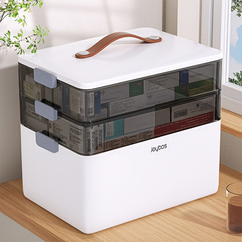 Caja de almacenamiento de primeros auxilios, resistente al agua, de plástico, con múltiples compartimentos y ventana transparente