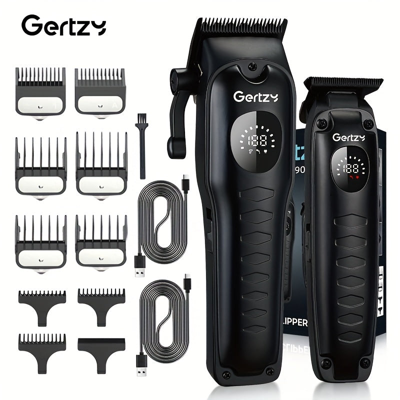 Electric Hair Clipper Set with USB Rechargeable Lithium Battery and Digital Display for Men and Barbers