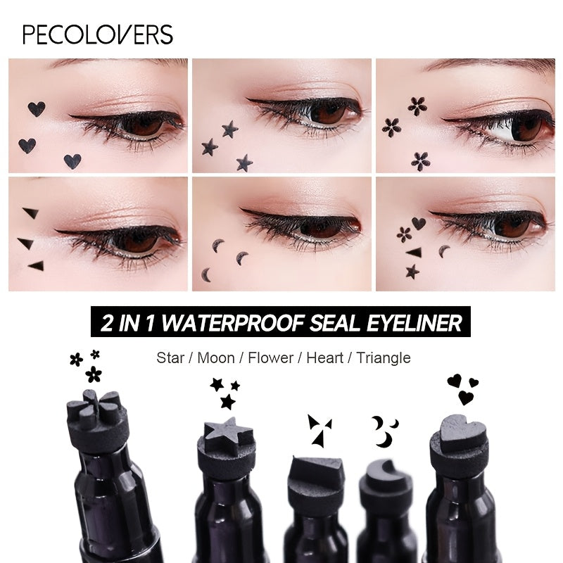 Women Black Liquid Eyeliner Pen Double-Ended Waterproof Long-Lasting