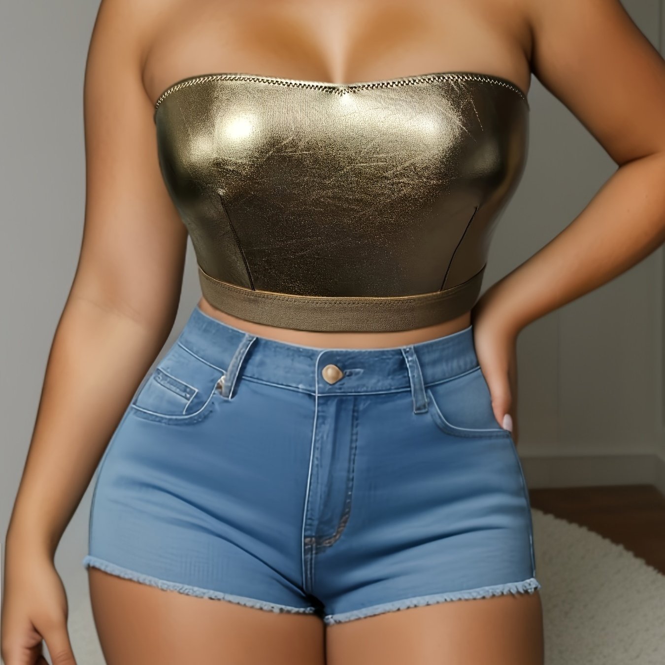 Ayollar uchun kattaroq o'lchamli porloq binafsha rangsiz strapless, tikisiz bra