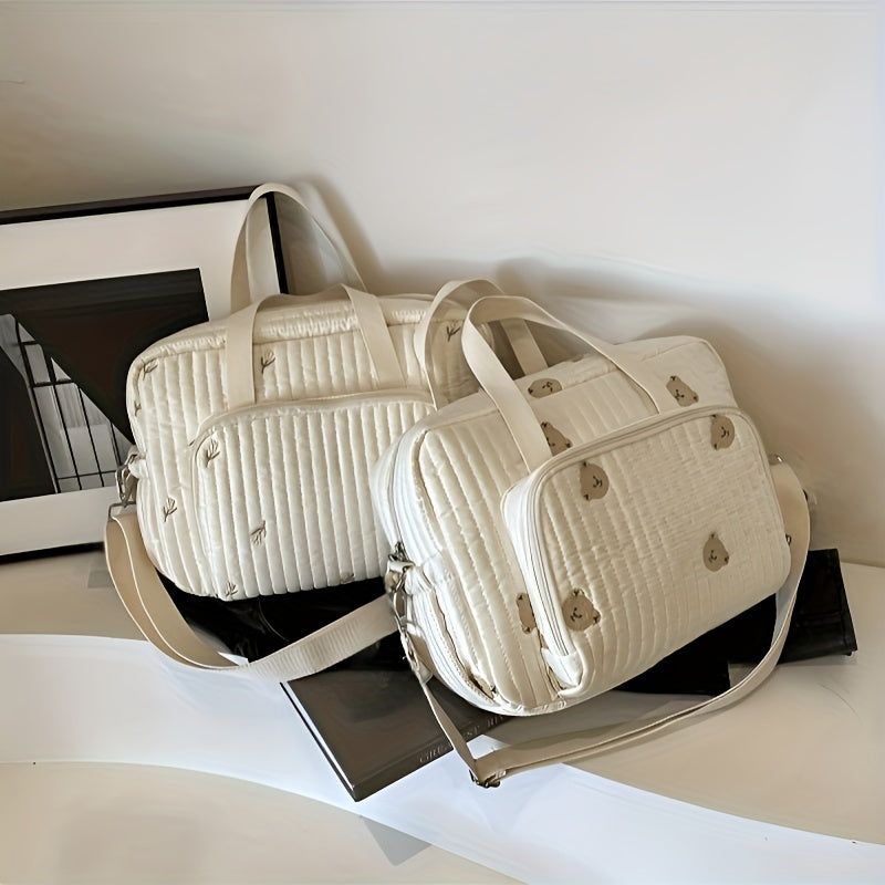 Ayol uchun hayvon naqshli Teddy Bear yozilgan paxta xabar sumkasi, katta sig‘imli choyshab sumkasi, choyshab sumkasi