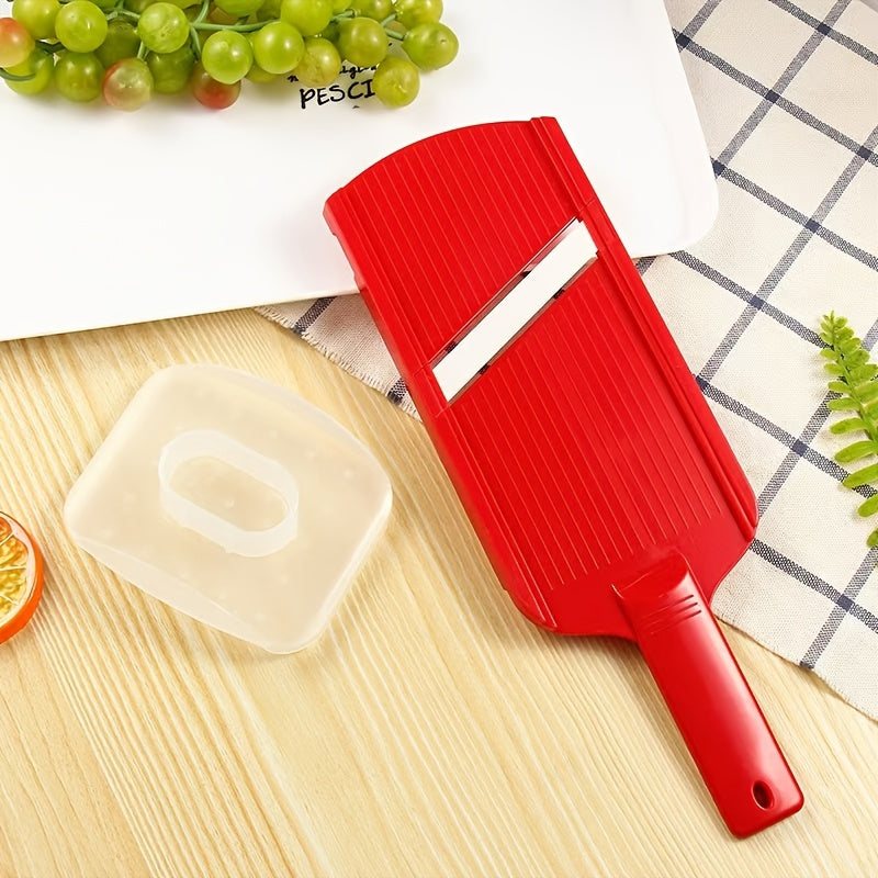 Handheld Mandoline Slicer with Stainless Steel Blade Compact Plastic Fruit and Vegetable Cutter Ergonomic Grip No Electricity Needed