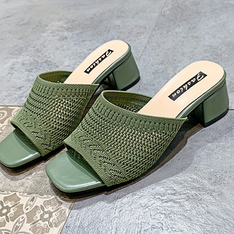 Women's Summer Knit Slip-On Sandals Mid-Heel Wedge Stylish Comfortable