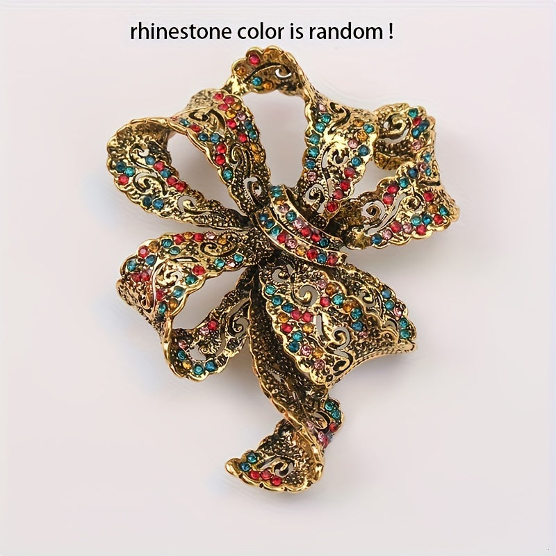 Lace Bow Brooch with Crystal Details for Celebrations and Events