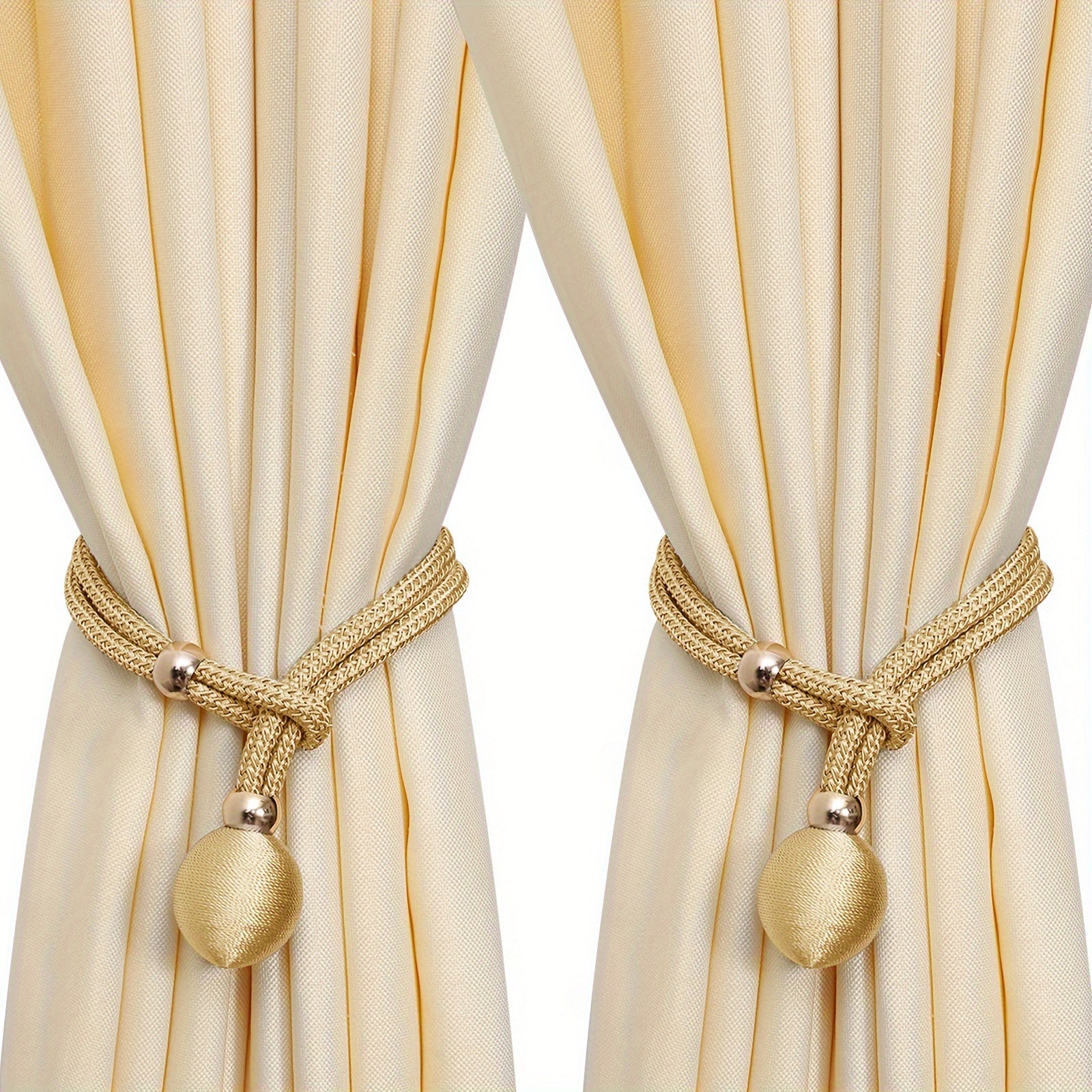 Set of 2 Modern Polyester Elastic Tiebacks for Thick Curtains, Adjustable Window Decor
