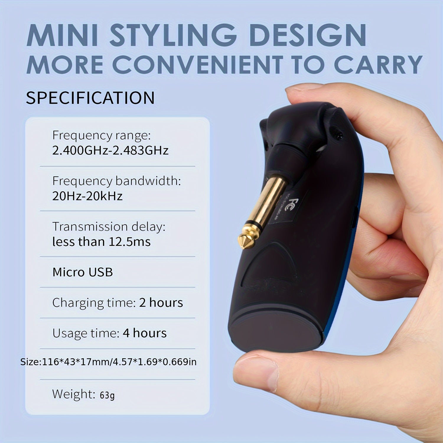 Receptor inalámbrico de guitarra de 2.4GHz para guitarras eléctricas y electroacústicas negro o azul