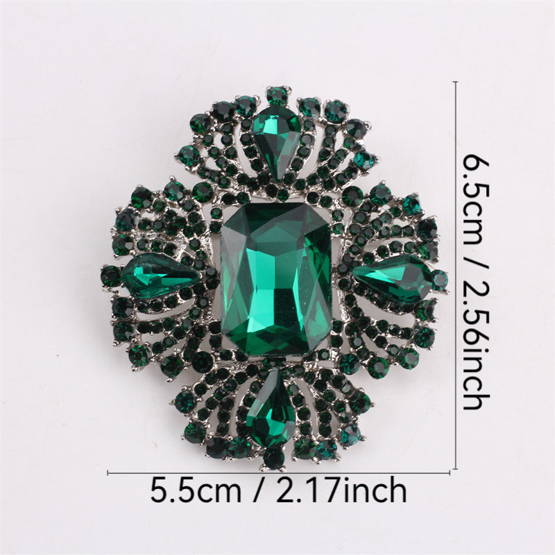 Green Enamel Rhinestone Irregular Shape Brooch for Ladies Suit Coat Corsage