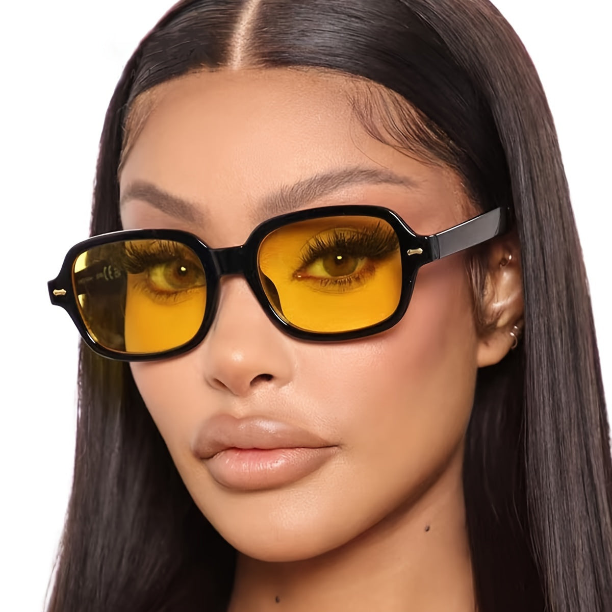 Gafas de marco cuadrado para mujer con lentes antirreflejos, estilo vintage, material duradero de PC para senderismo