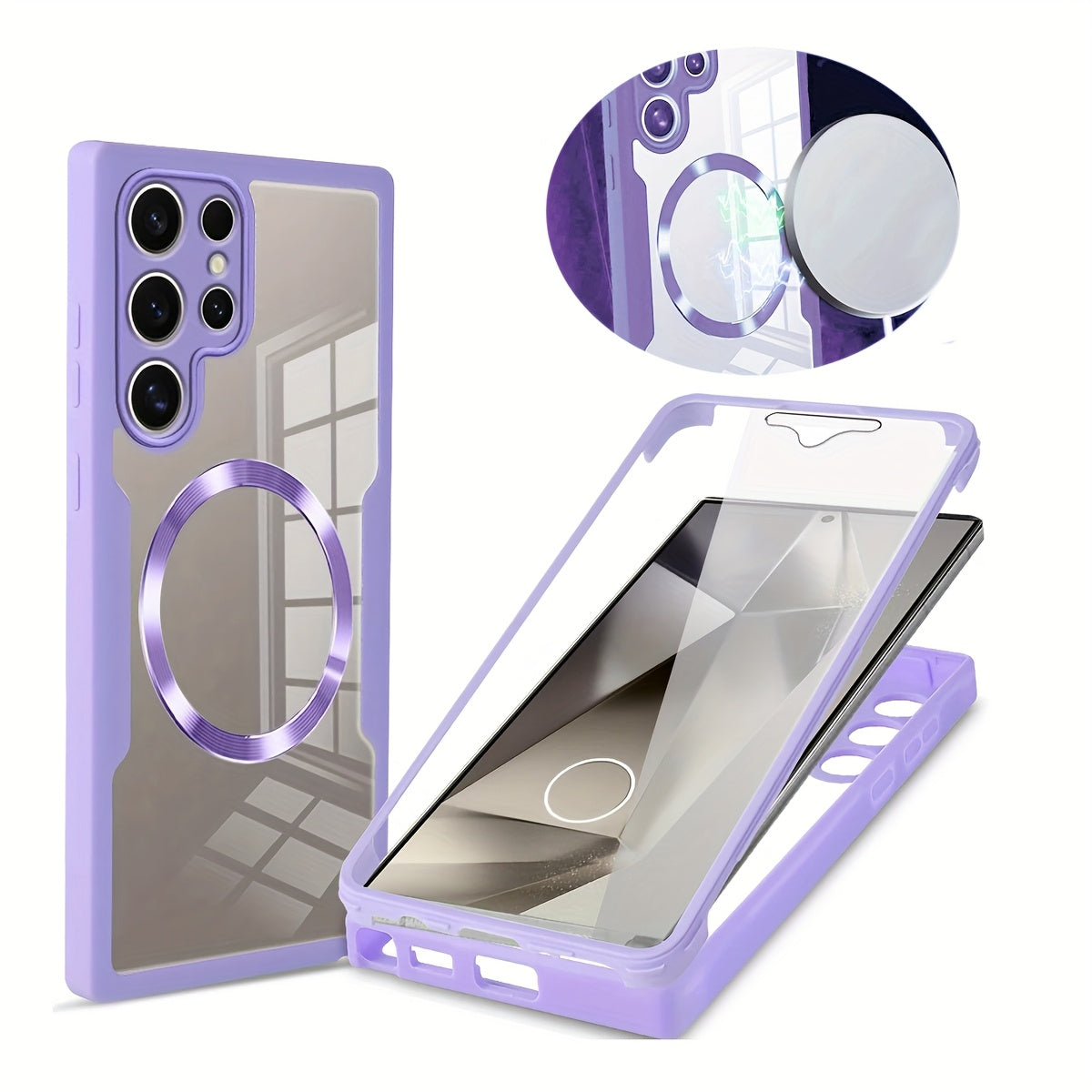 Samsung Galaxy S21 Ultra S22 Ultra S23 Ultra S24 Ultra S24 Plus S24 FE S23 FE uchun akril magnit telefon qutisi, himoya qoplamasi bilan