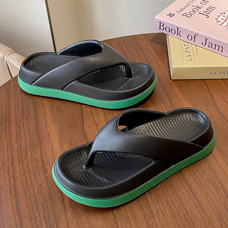 Women's Summer Casual EVA Flip Flops Mid Heel Non-Slip Solid Color Indoor Outdoor