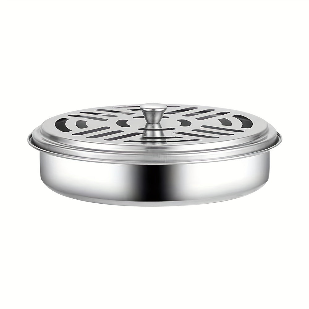 Stainless Steel Mosquito Coil Holder with Lid for Indoor Outdoor Use
