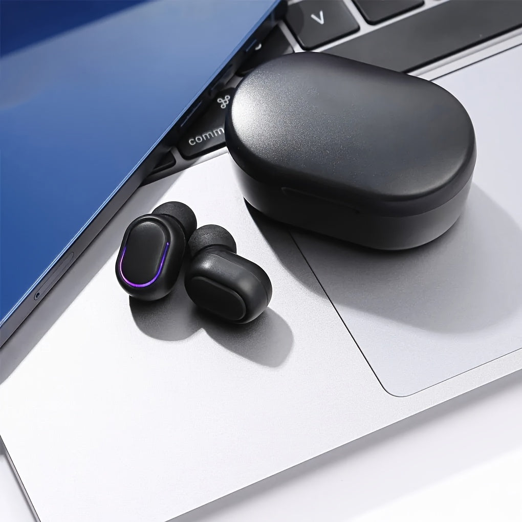 Wireless In-Ear Headphones with Button Control LED Power Display Long Battery Life Compatible with Multiple Devices