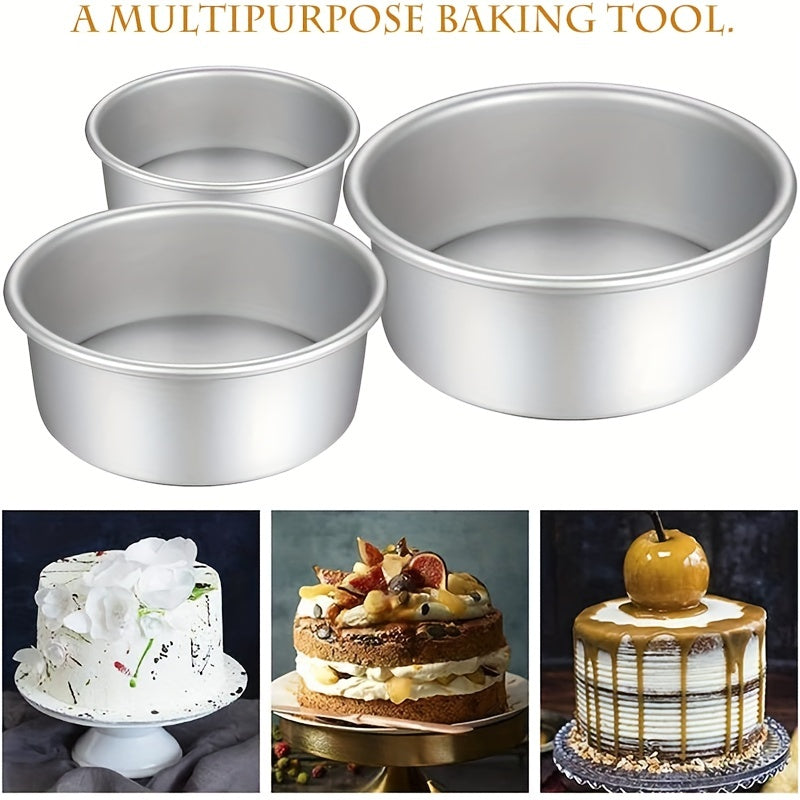Removable Bottom Round Cake Pans Set 3 Sizes Non-Stick Aluminum Baking Molds