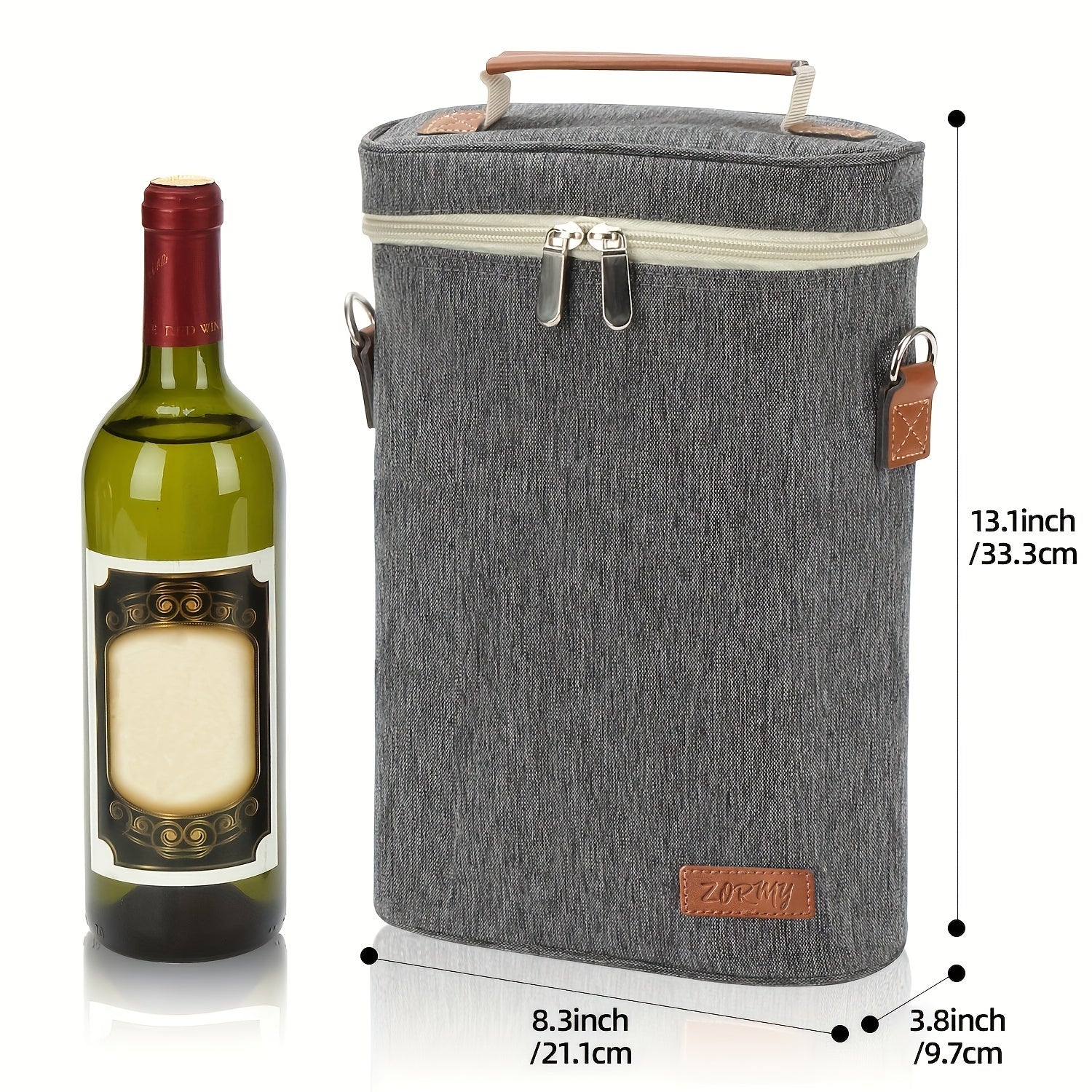Insulated Wine Tote Bag with Shoulder Straps and Corkscrew for Picnics