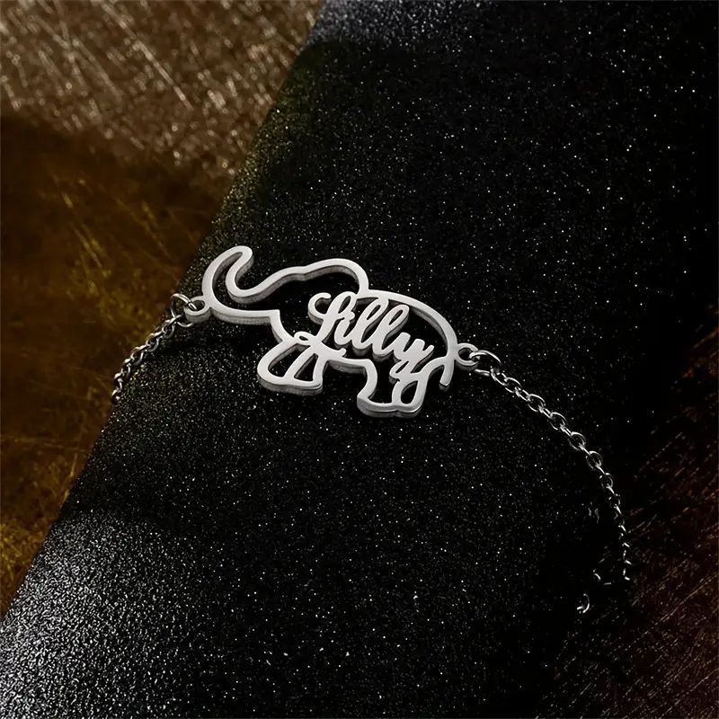 Ayollar uchun bo'sh fil dizayni va shaxsiylashtirilgan nom bilan zanglamaydigan po'latdan yasalgan taqinchoq