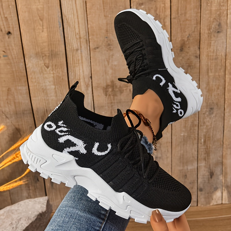 Women's Casual Mid-Top Sneakers Breathable Fabric White Lace-Up Comfortable