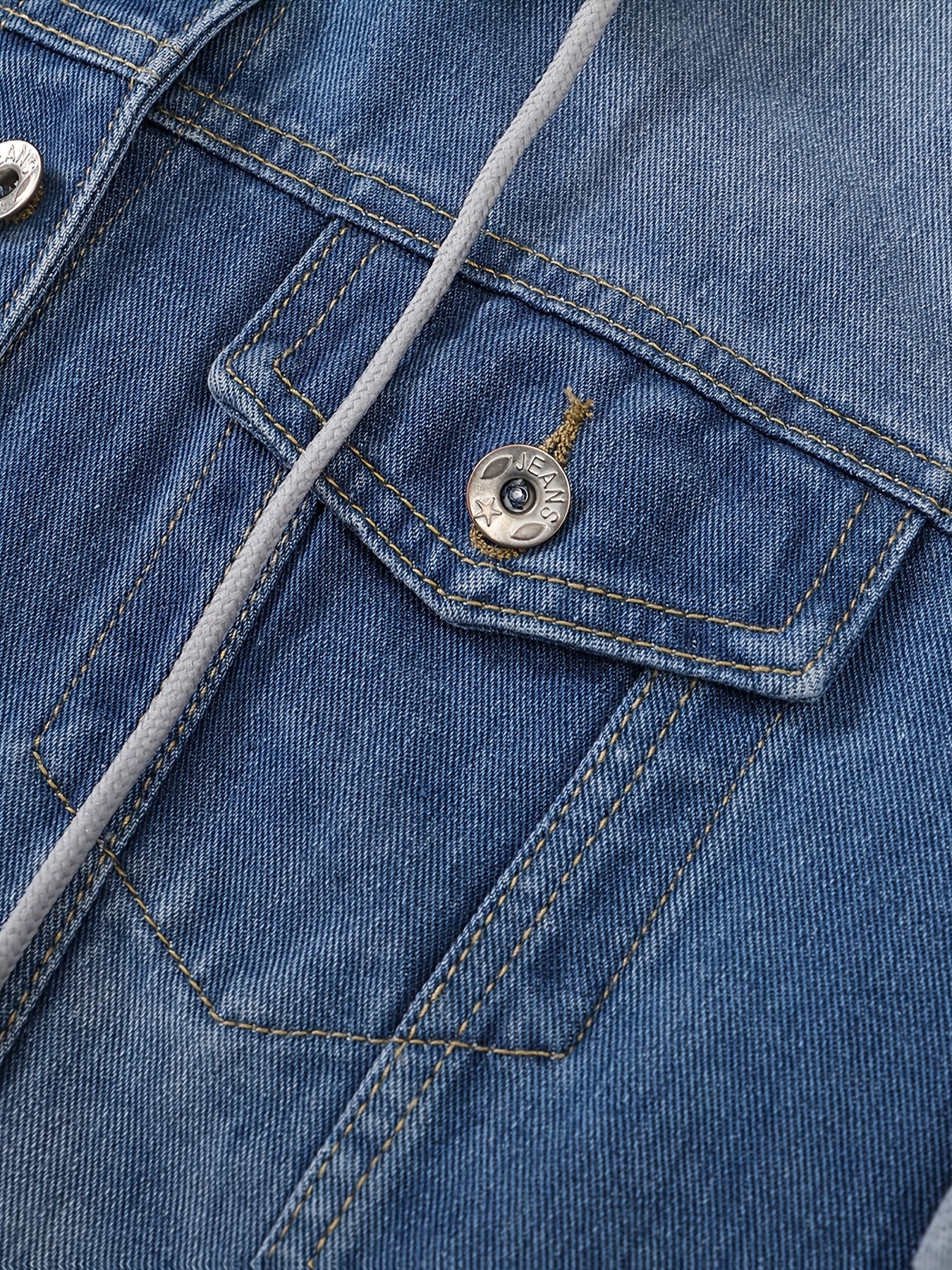 Chaqueta de mezclilla para mujer con capucha desmontable, de color sólido, manga larga, otoño y primavera