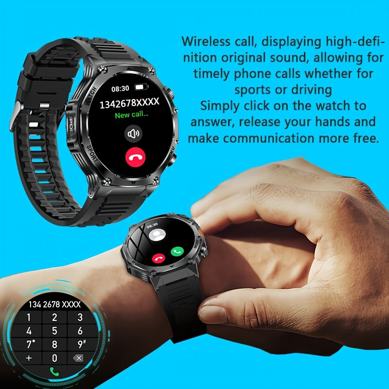 Men's Smartwatch with LED Display 4.32cm HD Screen Waterproof Fitness Tracker with Wireless Calling