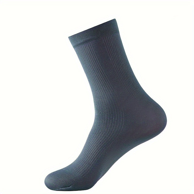 Men's Summer Thin Breathable Mid-Calf Business Socks Pack of 5