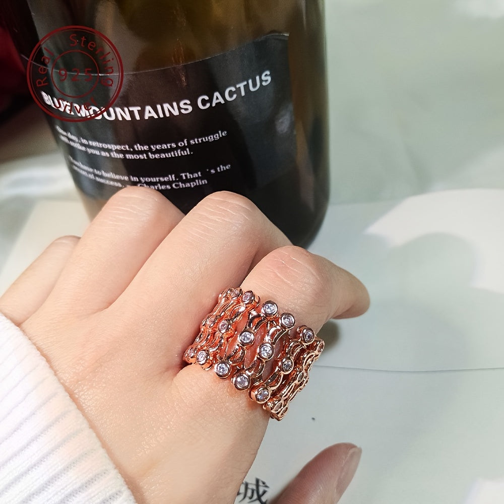 Sterling Silver Transformable Ring Bracelet Cubic Zirconia Jewelry Unisex