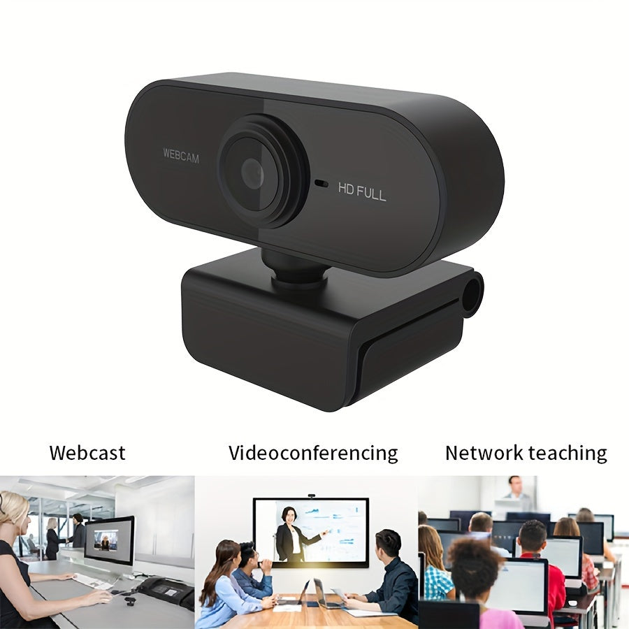 HD 1080P USB Webcam with Rotatable Fisheye Lens for PC Mac Laptop Video Conferencing