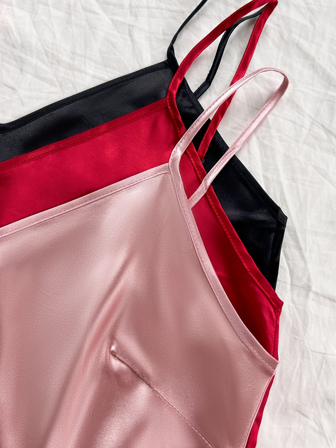 Plus Size Satin Camisole with Ruffled Shorts Sleepwear Set for Women