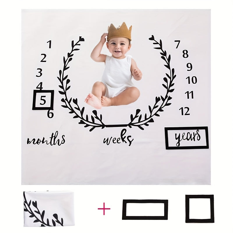Baby Photography Blanket Soft Cotton Milestone Prop for Newborns and Monthly Photoshoots