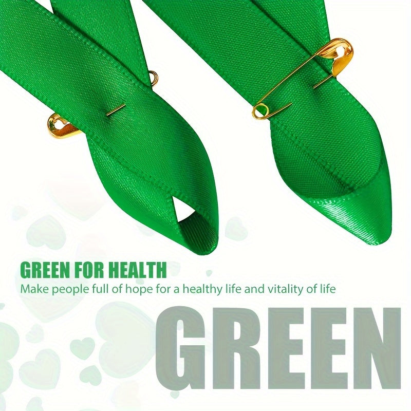 Green Ribbon Badges for Sports Teams Support Groups and Events 100 Pack