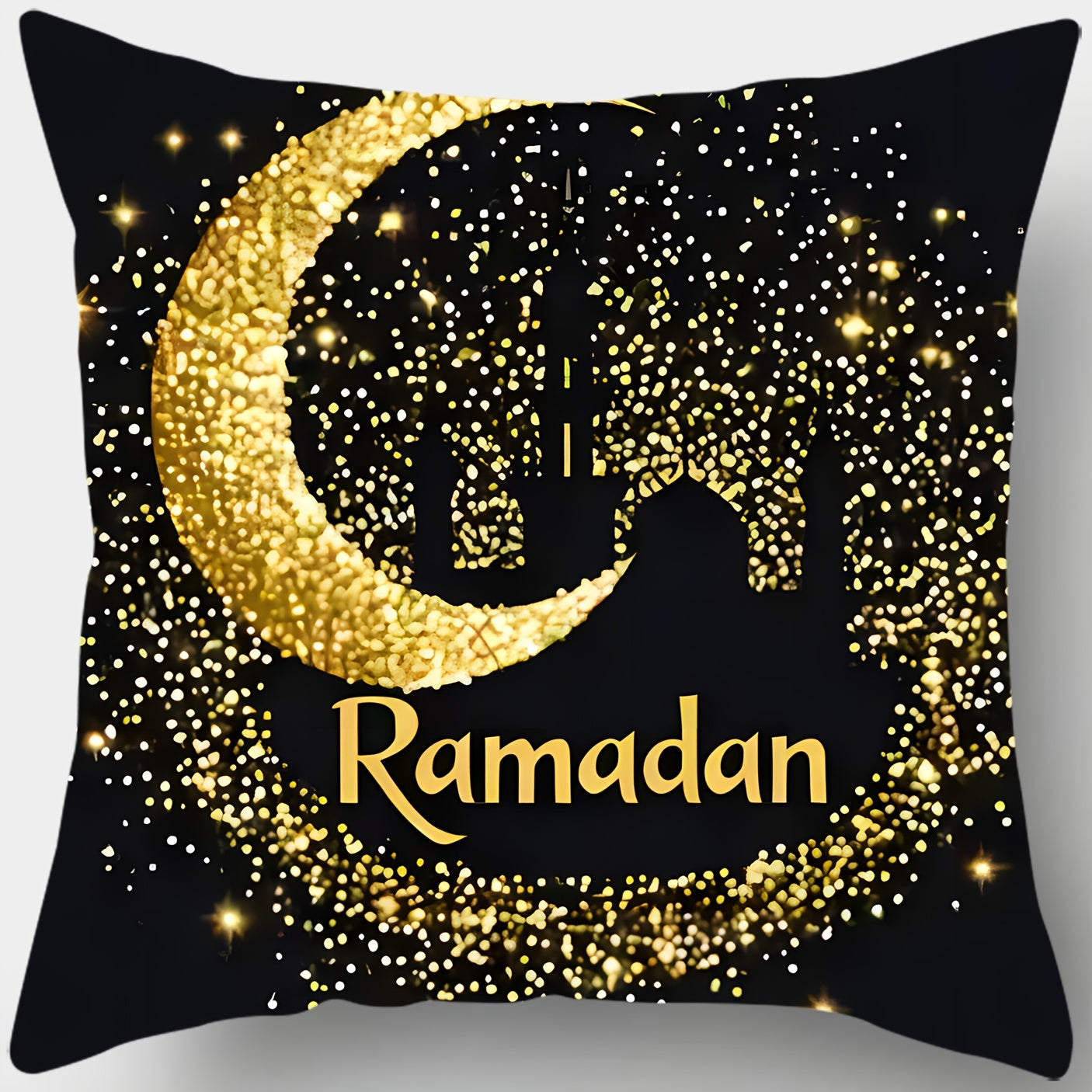 Traditional Ramadan Pillowcases Set of 4 45cm Square Polyester Zippered Lantern Star Moon Print