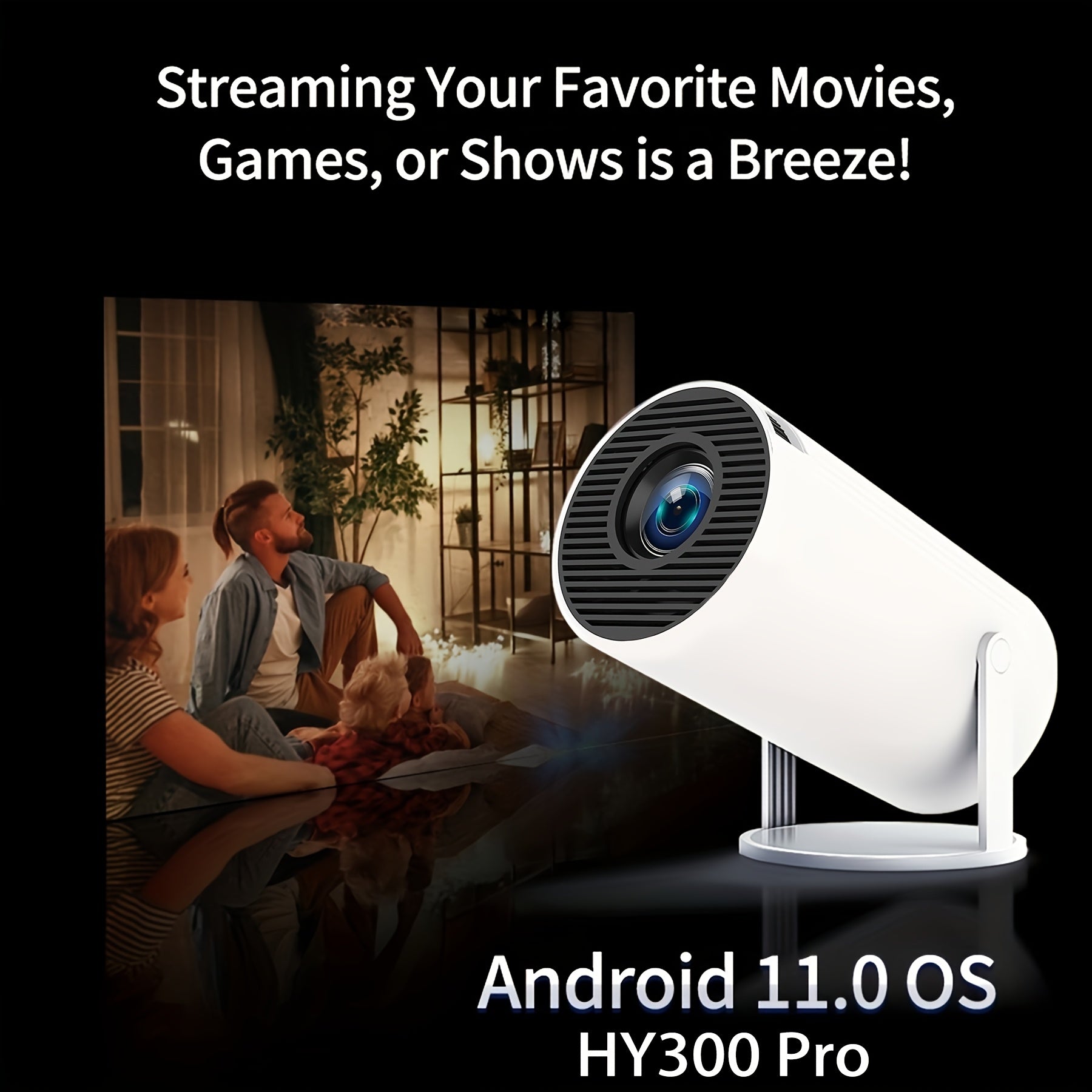 Proyector inteligente 720p HD WiFi6 inalámbrico Android 11 cine en casa