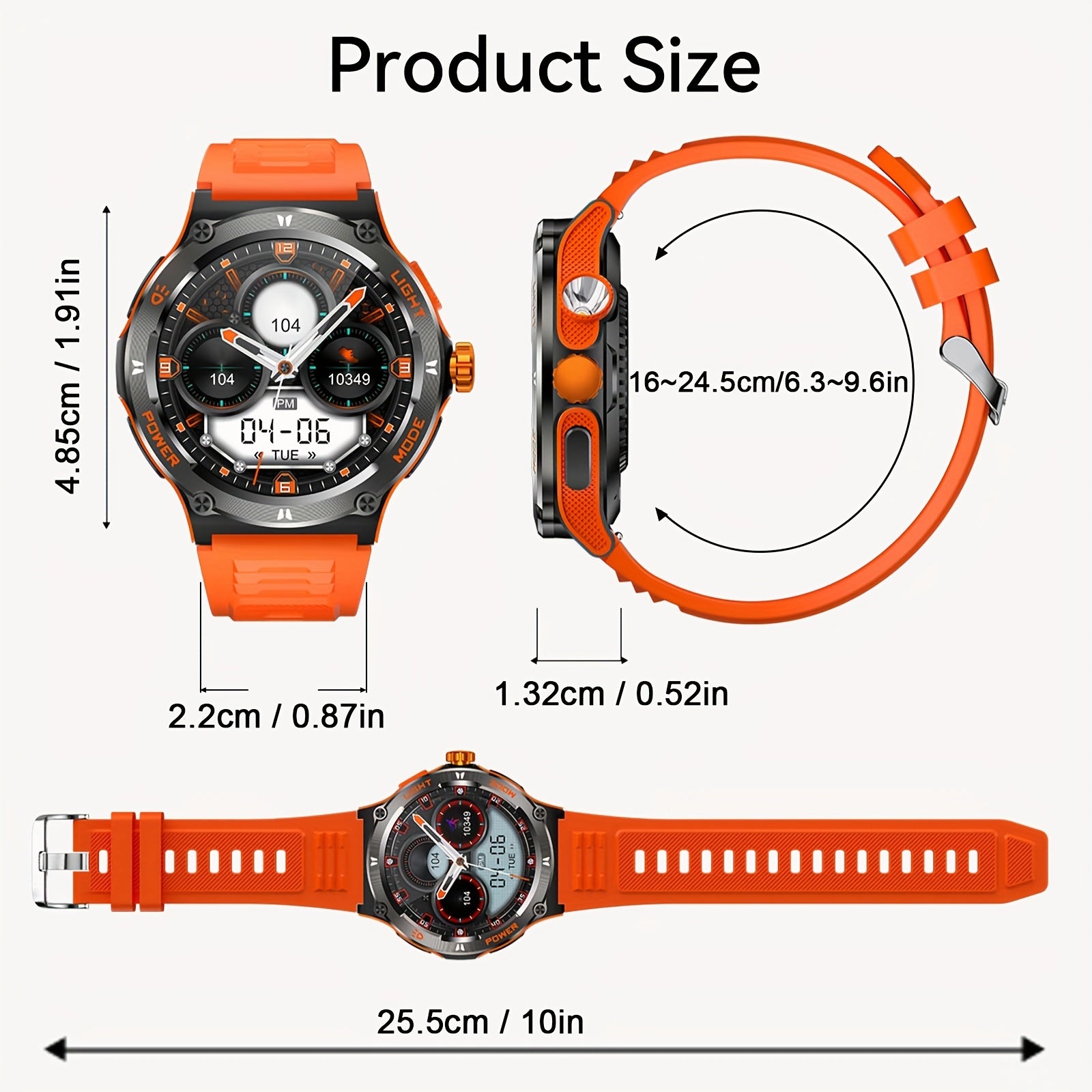 Smart Watch with 3.89cm Touch Screen 360p Waterproof 100+ Sports Modes Calorie and Weather Tracking Compatible with iPhone and Android