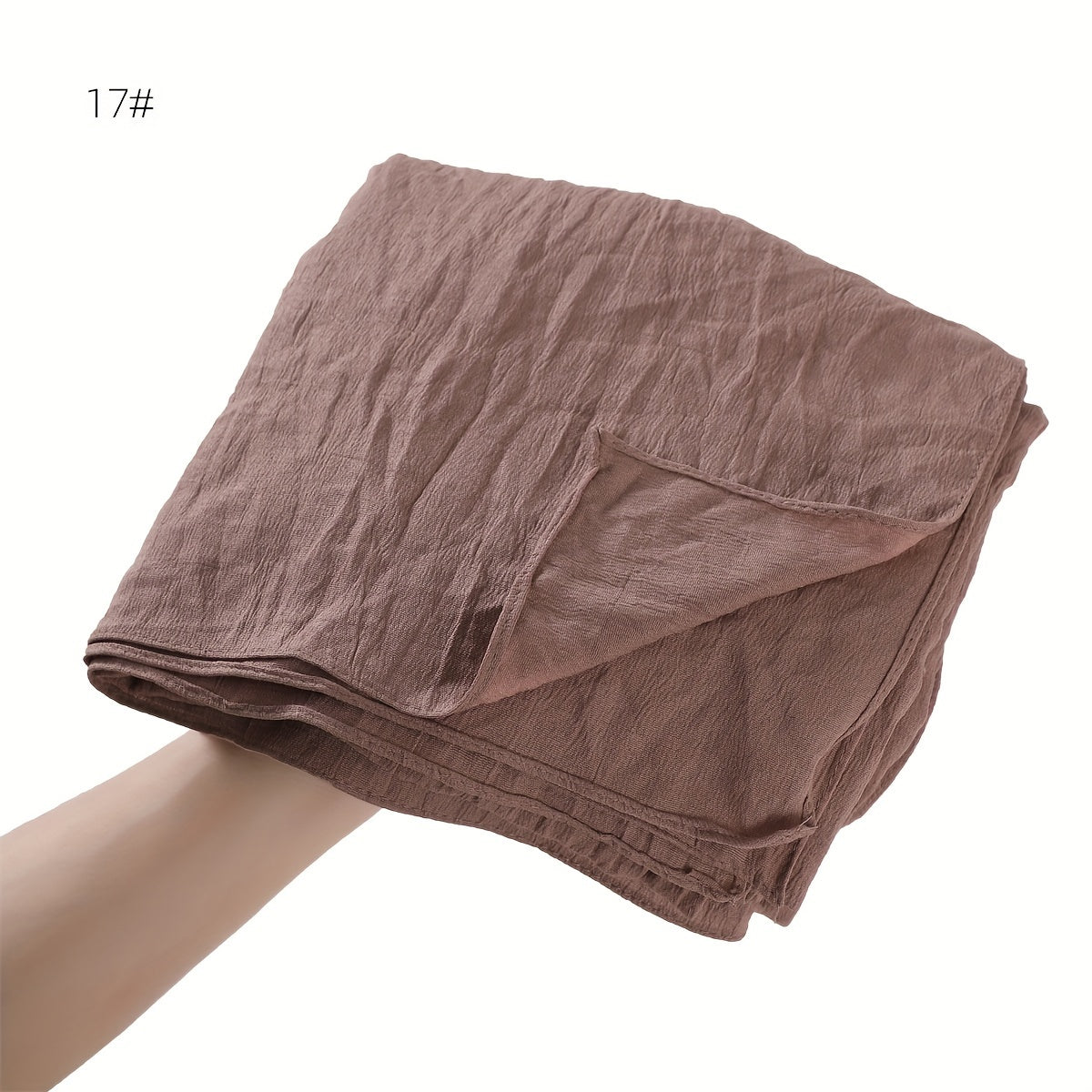 Breathable Muslim Women Hijab Solid Color Casual Crinkled Texture Sun and Wind Protection