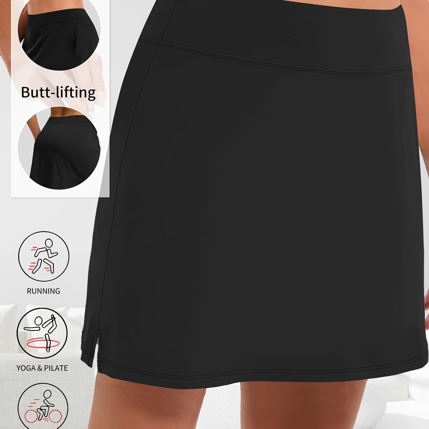 Plus Size High-Waisted A-Line Skirt Shorts with Side Slit Workout-Ready