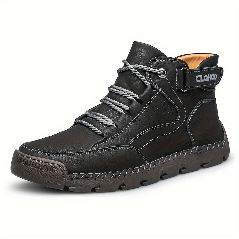 Men's Casual Ankle Boots Leather Rubber Sole Lace-Up All-Season Outdoor Streetwear