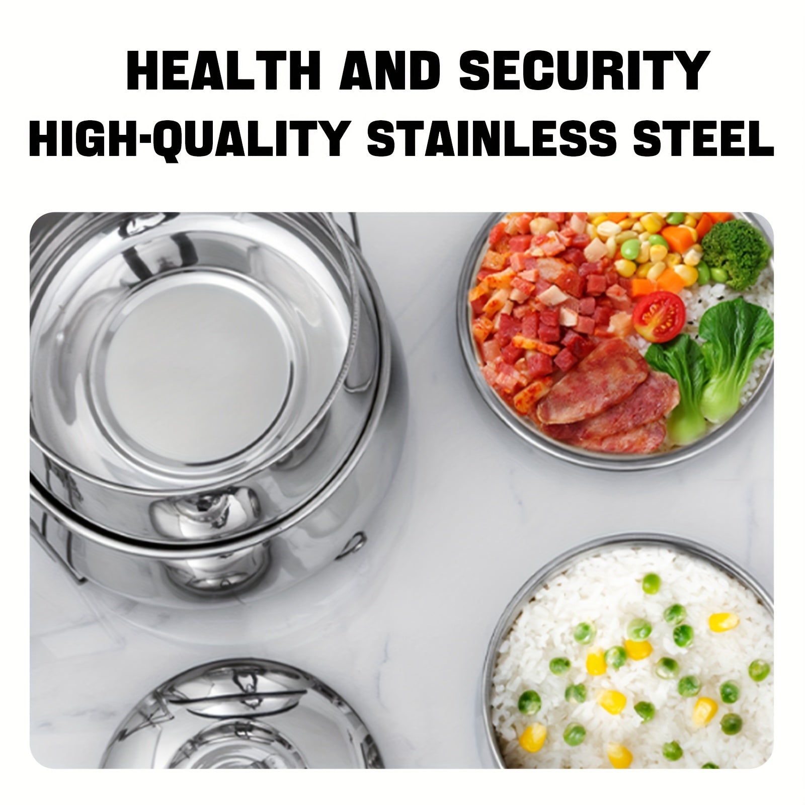 Multi-functional steamer with stainless steel food grid, doubles as lunch box and storage for on-the-go meals