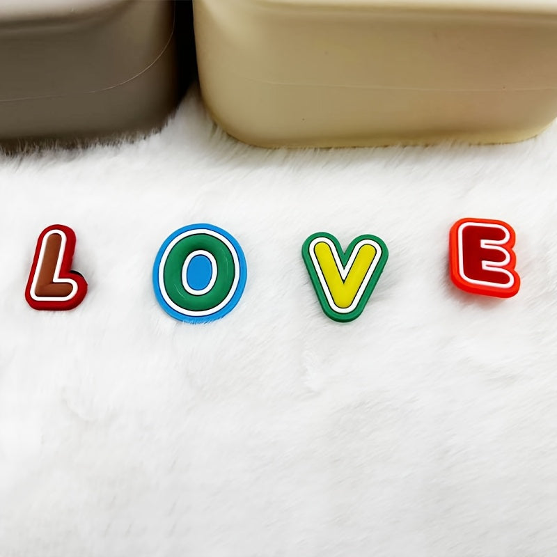 Unisex PVC Alphabet Letter Shoe Charms Set, Colorful DIY Accessories