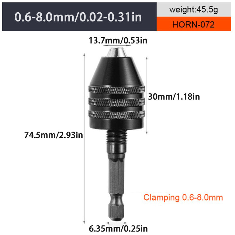 Mini Keyless Drill Chuck 0.3-8mm Self-Tighten Electric Drill Bits Adapter
