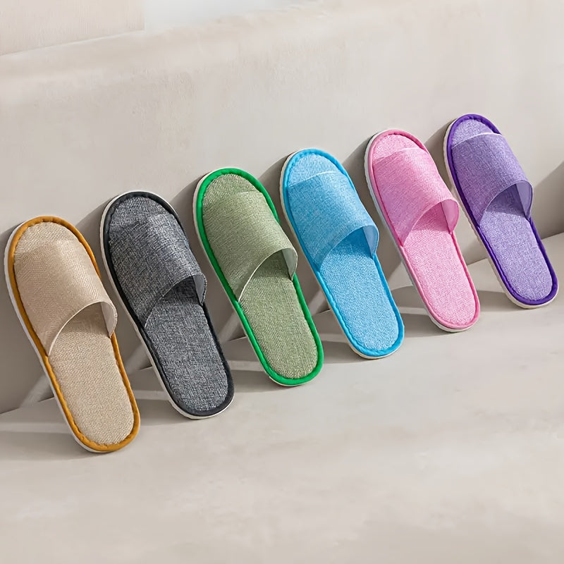 Unisex Disposable Travel Half Slippers 6 Pack Lightweight Open-Toe