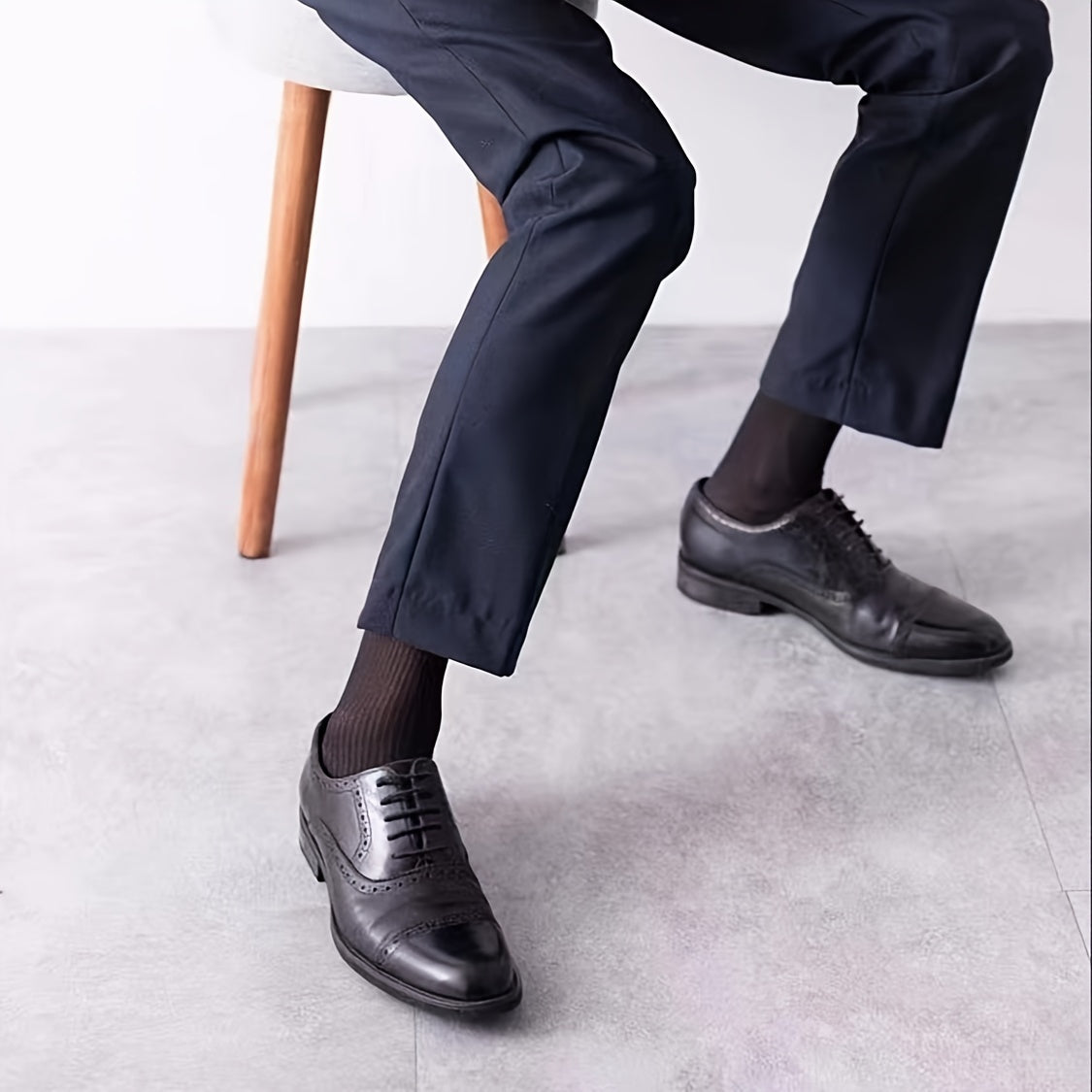 Men's Breathable Striped Knit Socks Thin Polyester Casual Stockings