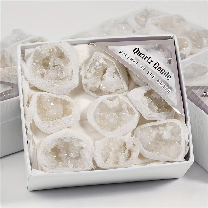 Natural Agate Cave Gift Box with Irregular Gems for Home Decor Jewelry Crafting