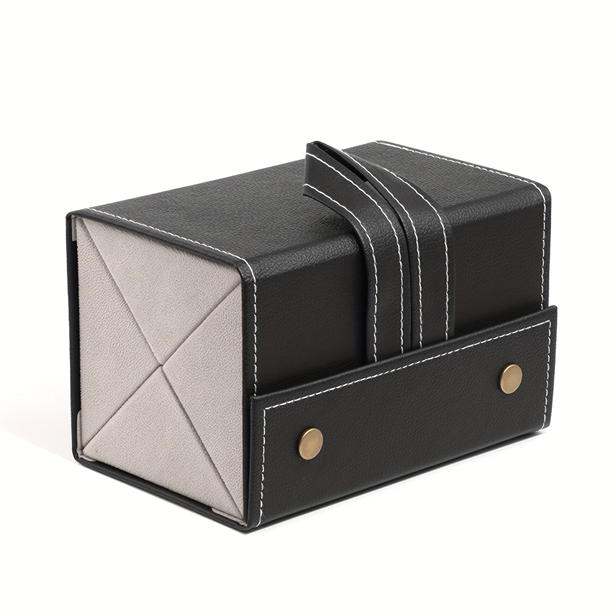 Faux Leather Folding Glasses Case with 5 Slots and Snap Closure