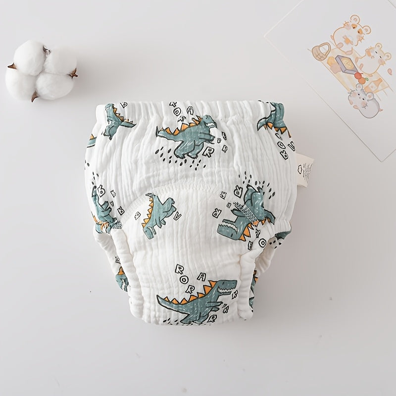 Kichkina erkaklar uchun yumshoq gazli dinozavr mavzusi bodi-shimlar, suv o'tkazmaydigan, nafas oladigan mashq ichki kiyimlar, oq