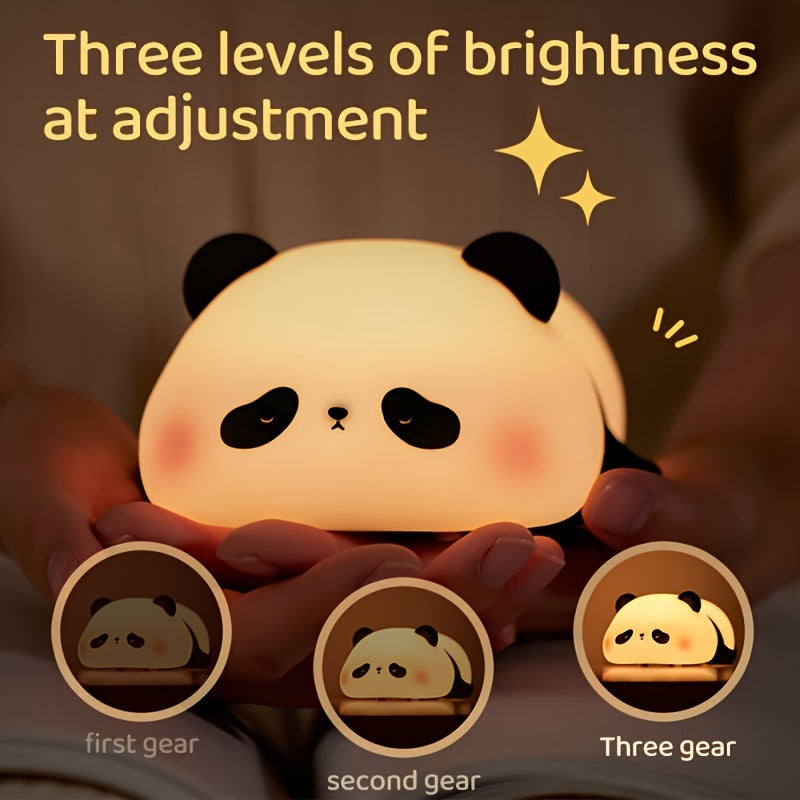 Silicone Panda Table Lamp USB Rechargeable with 3 Brightness Levels Timer Indoor Night Light